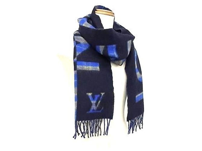 Stola in lana e cashmere blu Louis Vuitton