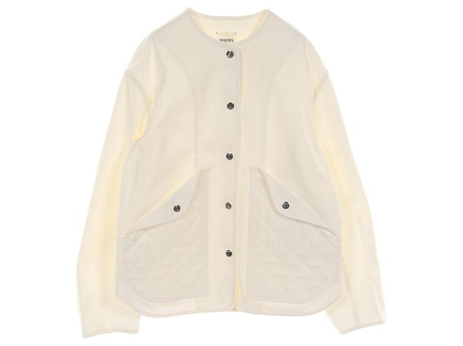Chaqueta de algodón con botones Hermès Sellier Beige Crudo