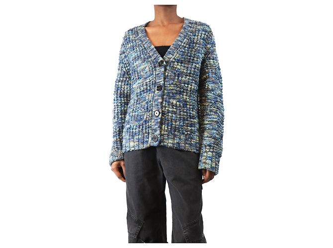 Acne Blauer Keatrice melierter Strickwollcardigan - Größe XS