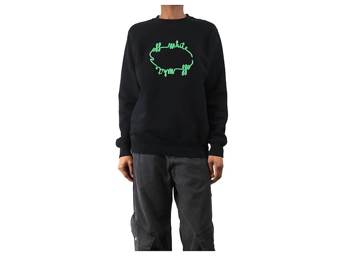 Off White Moletom preto com logo em aplique - tamanho XS