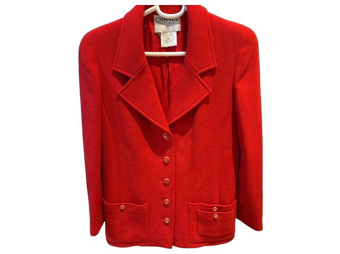 Cambon Giacca Chanel 95A rossa in seta e nylon Taglia 38 Rosso