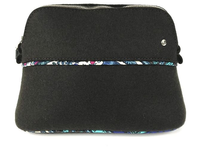 Silk In Make-up Tasche Serie Logo Hermès Schwarz Blau