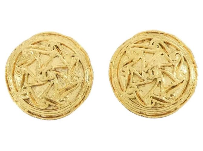 Chanel Gold Clip Earrings Golden
