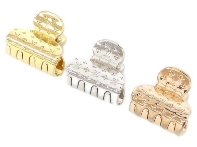 Fermaglio per capelli Nanogram PM in capra Louis Vuitton Argento D'oro