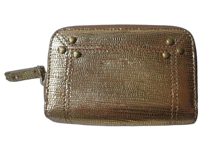 JEROME DREYFUSS Henri Gold Lamé Wallet in Excellent Condition Gold hardware