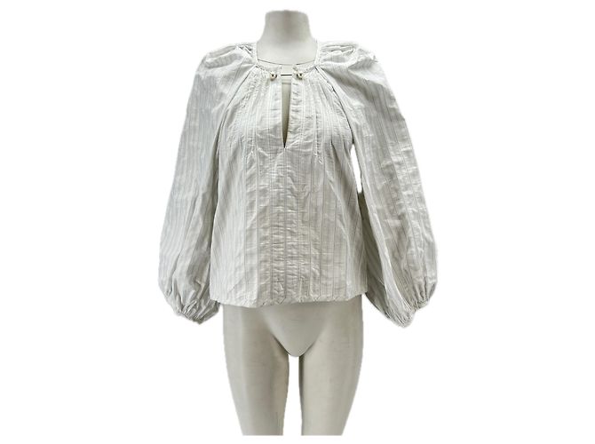 Autre Marque Blusa bianca a righe blu Bianco