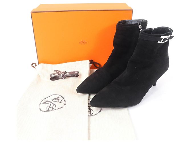 Botas cortas de ante con hebilla Api Blanca de Hermès Negro