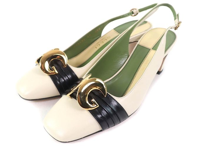 Gucci Half Moon GG Backstrap Leather Pumps