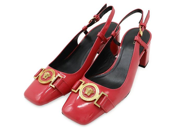 Sapatos de salto em couro envernizado Versace Rosa Fuschia