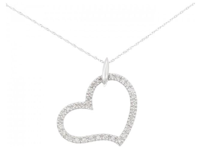 Autre Marque Collar de diamante en oro blanco Au750 Plata