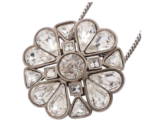 Timeless Collar de cristal Chanel Clover Coco Mark Plata