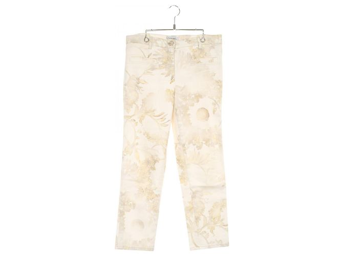 Timeless Pantalones de algodón denim Chanel Blanco
