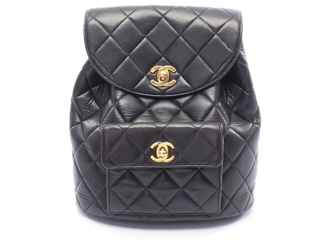 Timeless Mochila de Couro de Corde Chanel Preto