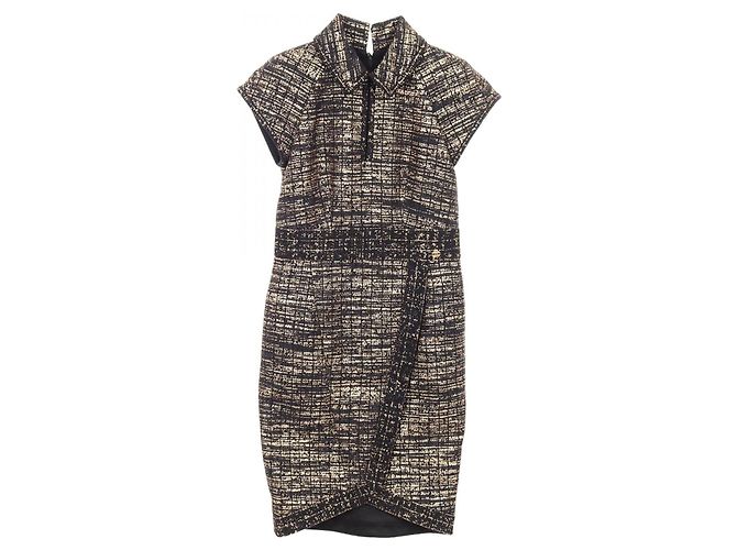 Timeless Chanel Woll-Nylon-Kleid Schwarz Golden