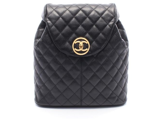 Timeless Mochila de couro matelassé Chanel Preto