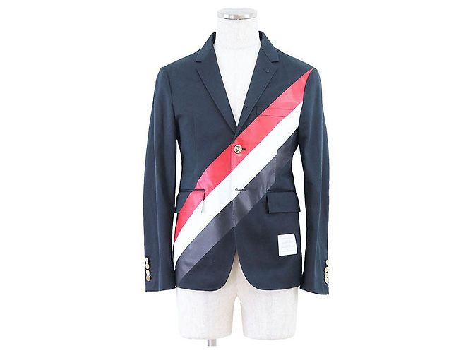 Thom Browne BLAZER CLÁSSICO NÃO CONSTRUÍDO em Twill de Algodão Pesado Azul Azul marinho
