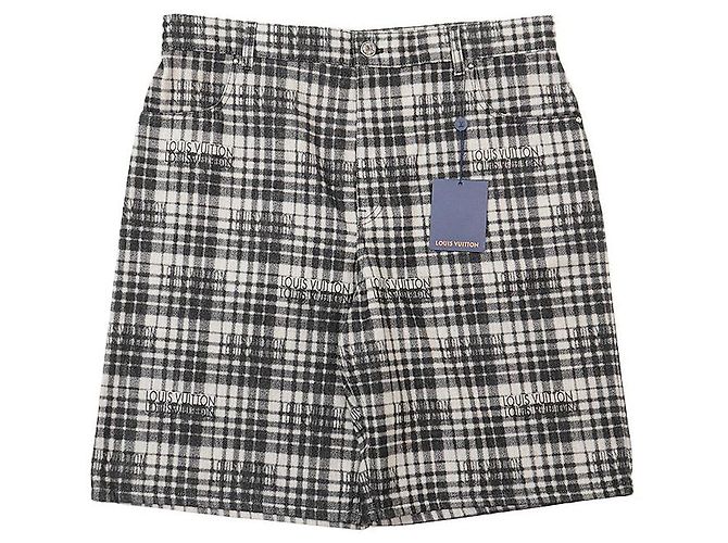 Shorts de algodão com padrão check Louis Vuitton Preto