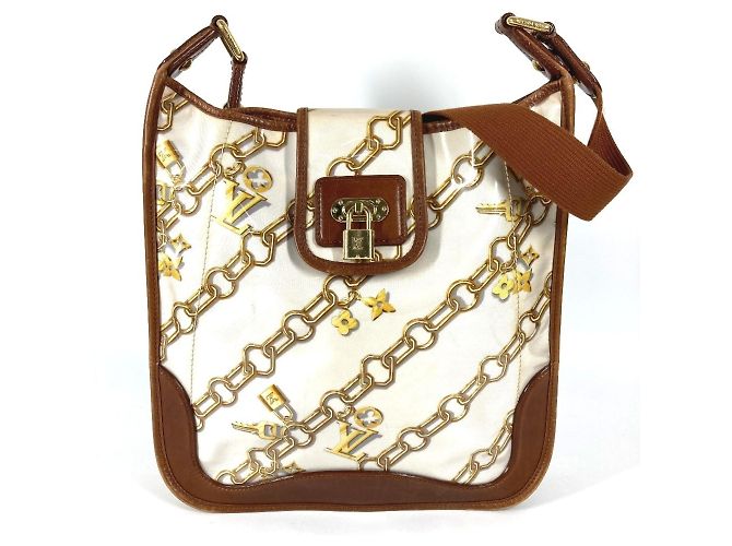 Borsa a Spalla Musette Monogram di Louis Vuitton Marrone Bianco