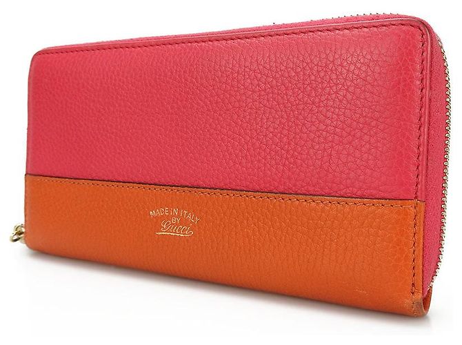 Gucci Bamboo Zip Around Long Wallet Leather Wallet