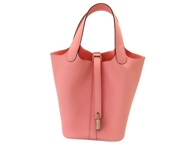 Bolsa Hermès Picotin Lock Trillon em Couro Clemence Rosa