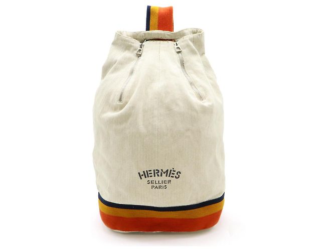 Hermès Hermes Cavalier Canvas Shoulder Bag Beige Orange Yellow Navy blue