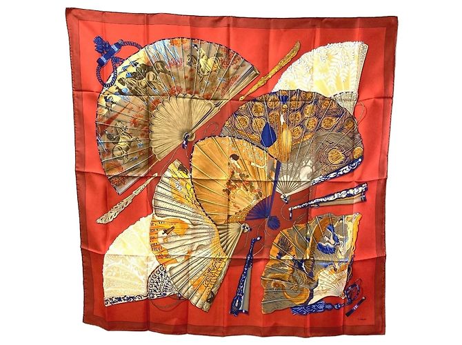 Bufanda de Seda Brise de Charme de Hermès Roja Multicolor