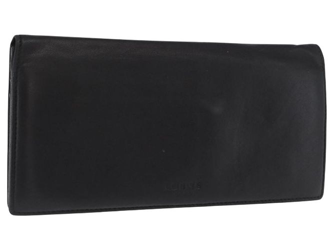 Portafoglio Lungo LOEWE in Pelle Nera Auth BA10581 Nero