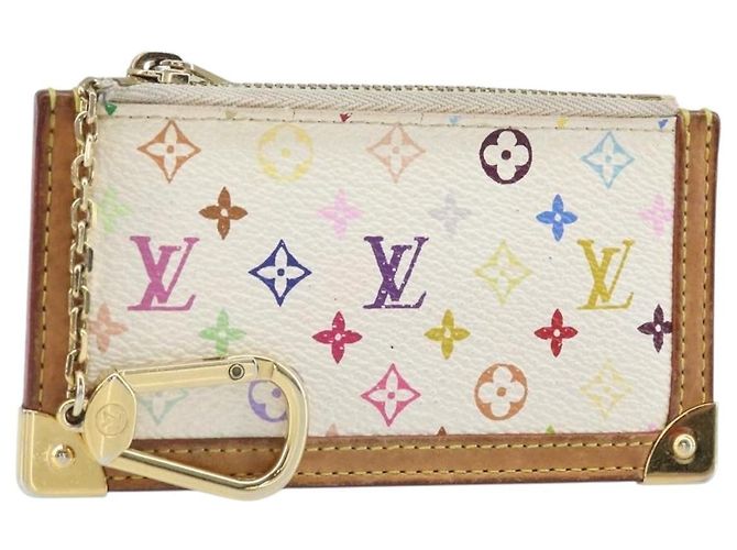 LOUIS VUITTON Monogram Multicolor Pochette Cles Purse White M92655 Auth 168950
