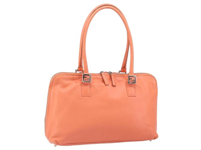 Bolso de mano FENDI de cuero rosa plata auténtico ti3638