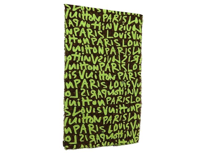 Cachecol Monogram Graffiti Verde LOUIS VUITTON LV Auth am10736SV