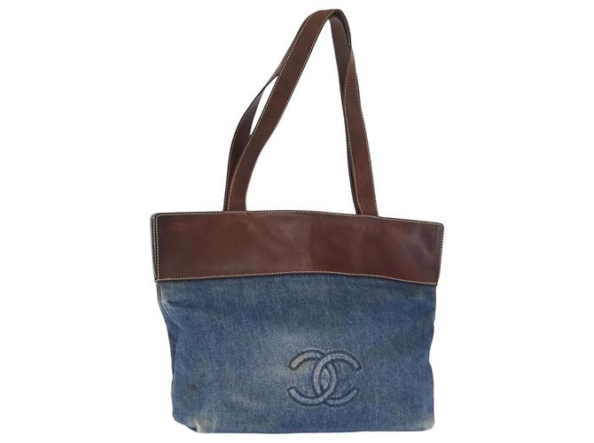 Borsa Tote CHANEL Denim Blu CC Auth BA10505