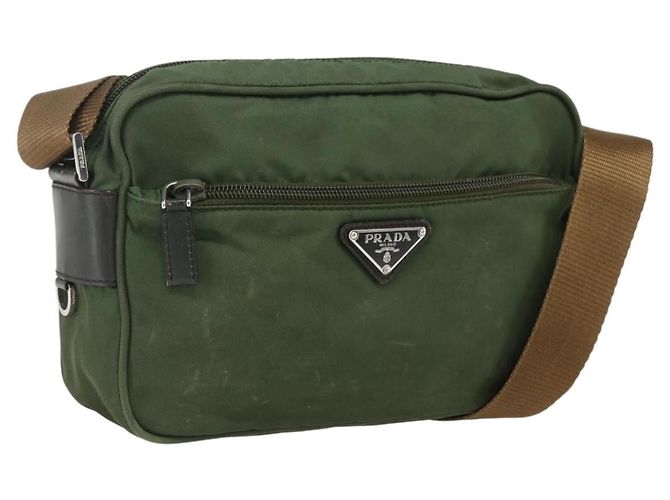 Borsa a Spalla PRADA in Nylon Verde Argento Autentica ti3679
