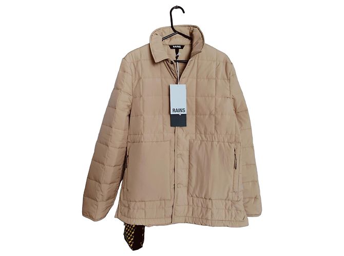 Nuova giacca camicia foderata Rains S oversize Beige