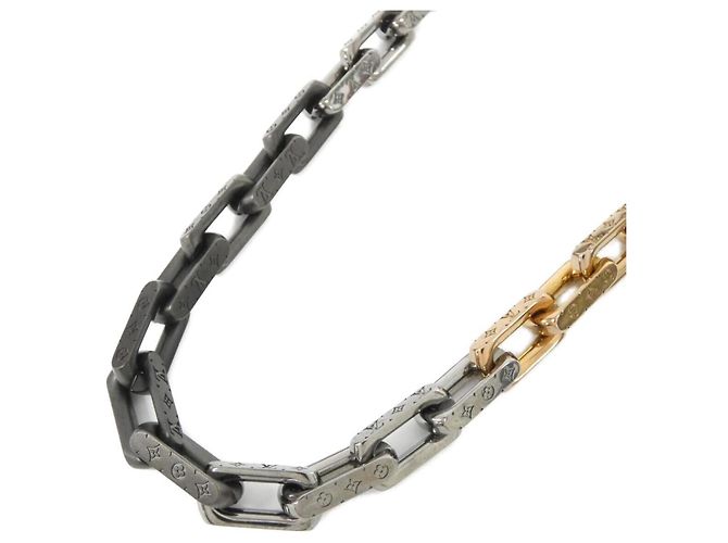 Louis Vuitton Collier Monogram Chain L M01190 Schwarz Silber Golden