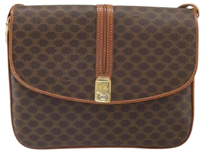 Céline Celine Vintage Macadam Canvas et Cuir Marron