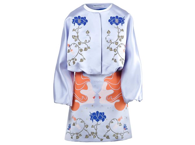 Autre Marque Set Giacca e Gonna Floreale Blu Vivetta Marrone chiaro