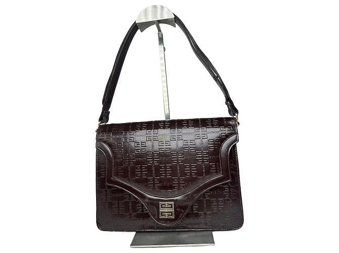 Sac en cuir monogramme vintage Givenchy 2 en 1 marron