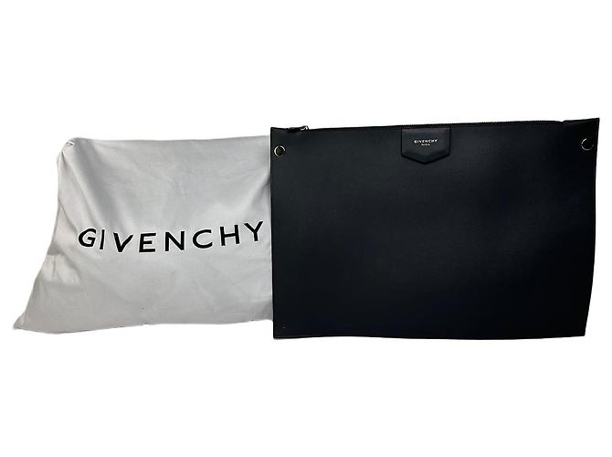 Vintage Givenchy Antigona Leder Clutch Anthrazit Anthrazitgrau
