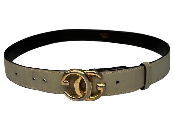 Ceinture en cuir GG vintage Gucci grise Beige