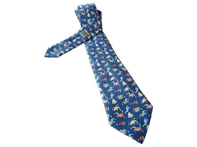Corbata Hermès completamente nueva de seda Azul Multicolor