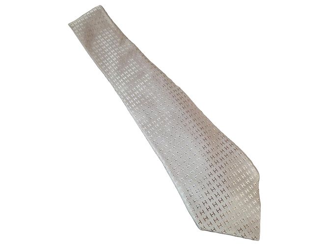 Hermès Hermes Gray Silk Tie with H Pattern Grey