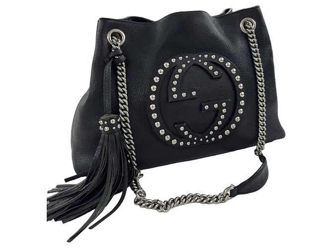 Borsa Gucci soho in pelle nera con borchie limited edition Nero