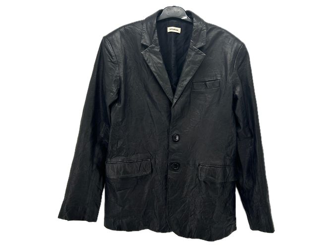 Zadig & Voltaire Black Leather Jacket Size 46