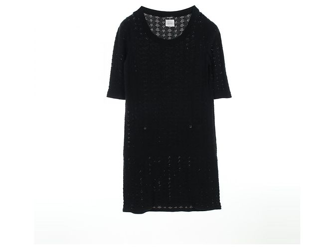 Timeless Vestido de algodón con botón Coco Mark de Chanel Negro