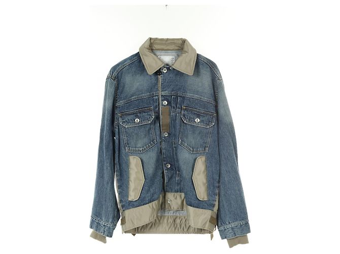 Chaqueta de mezclilla con paneles de nylon Sacai Azul Caqui