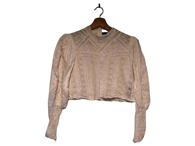 Blusa corta de encaje blanco The Kooples con bordado inglés