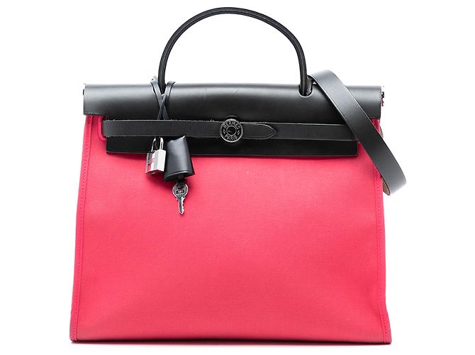 Hermès Bolsa Herbag Zip 31 em Lona Rosa