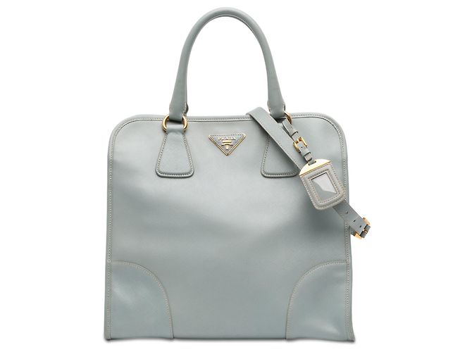 Prada Blue Saffiano Lux Einkaufstasche Blau Hellblau