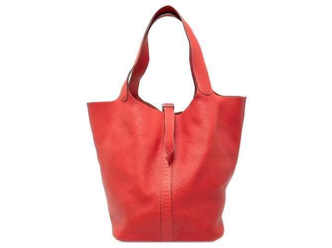 Hermès Picotin Lock 33 en Cuero Clemence Rojo Roja