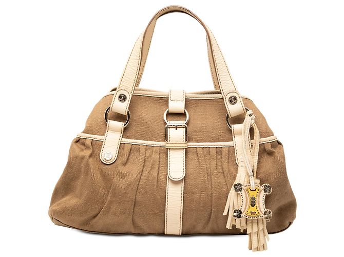 Céline Bolsa de lona marrom Celine Boogie com tassel